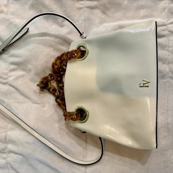 FRANCES VALENTINE Crinkled Leather Skip Tote Bag In Oyster - Picture 4 of 7